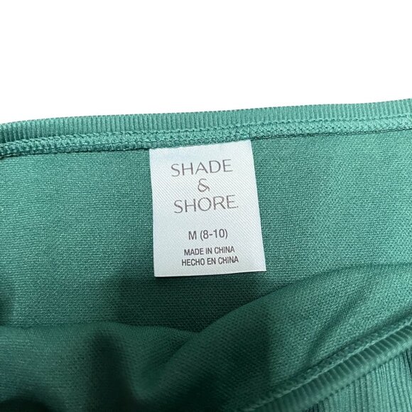 Shade & Shore Womens M 8-10 Green Ribbed Low-Rise Cheeky String Bikini Bottom - Picture 4 of 9